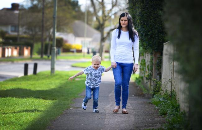 Laura Fathers with her son Archie, four, who faces a 40-minute walk to school