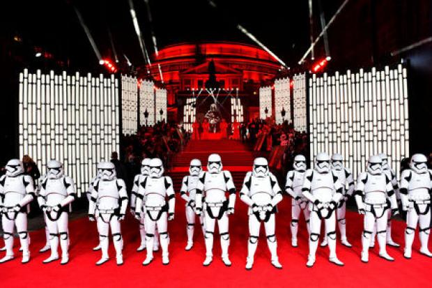 Stormtroopers at the European premiere of The Last Jedi. Pic: Matt Crossick/PA Wire