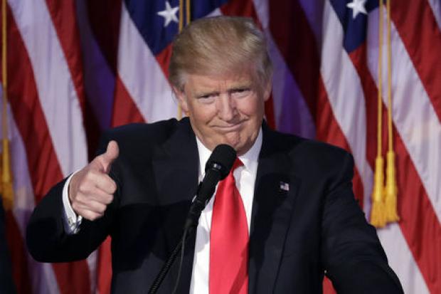 President-elect Donald Trump gives his acceptance speech (AP).