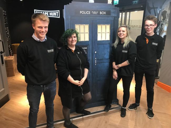 Escape Hunt Game Masters pictured at the Westgate Centre site where a Doctor Who challenge has just launched