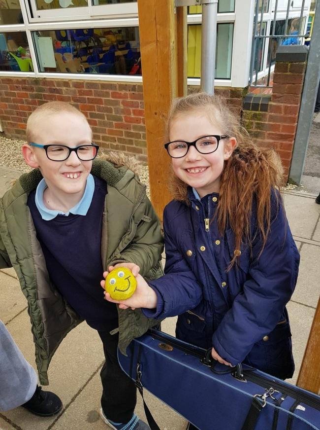 Jacob Hutchinson, 9, with friend Lillie-Ann Lawrence, 8, who both go to the Stephen Freeman Primary School in Didcot